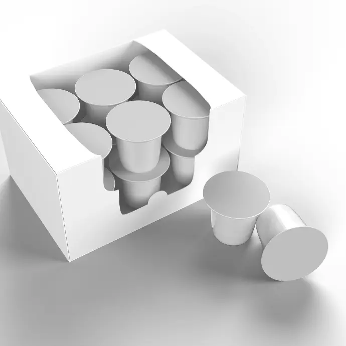 a group of white objects sitting inside of a white box