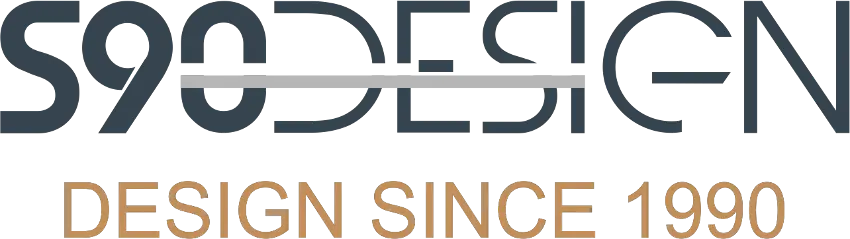 Logo s90design with tagline designing since 1990